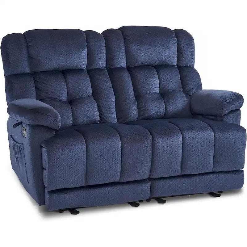 Divanetto Reclinabile Elettrico 2 Posti in Tessuto Rosso/Grigio/Beige/Blu/Marrone con Funzione Massaggio e Riscaldamento