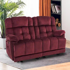 Divanetto Reclinabile Elettrico 2 Posti in Tessuto Rosso/Grigio/Beige/Blu/Marrone con Funzione Massaggio e Riscaldamento
