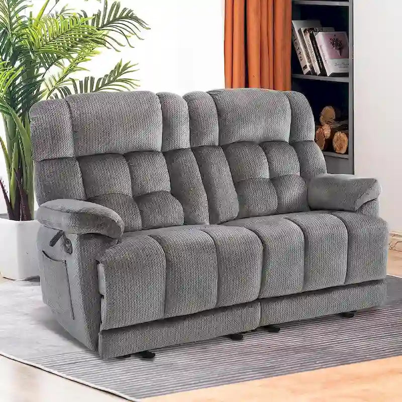 Divanetto Reclinabile Elettrico 2 Posti in Tessuto Rosso/Grigio/Beige/Blu/Marrone con Funzione Massaggio e Riscaldamento