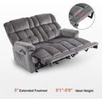 Divanetto Reclinabile Elettrico 2 Posti in Tessuto Rosso/Grigio/Beige/Blu/Marrone con Funzione Massaggio e Riscaldamento