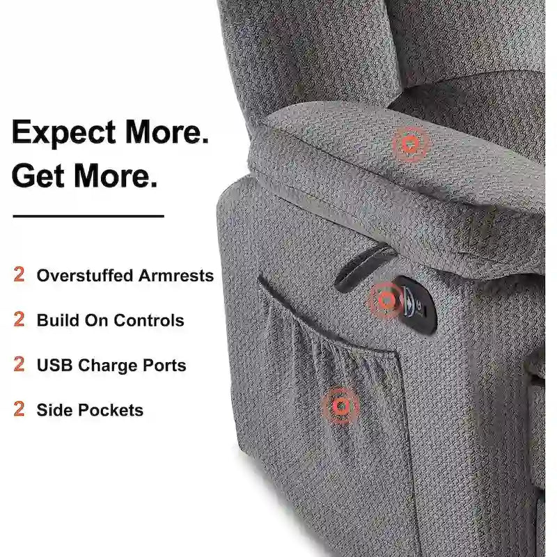 Divanetto Reclinabile Elettrico 2 Posti in Tessuto Rosso/Grigio/Beige/Blu/Marrone con Funzione Massaggio e Riscaldamento