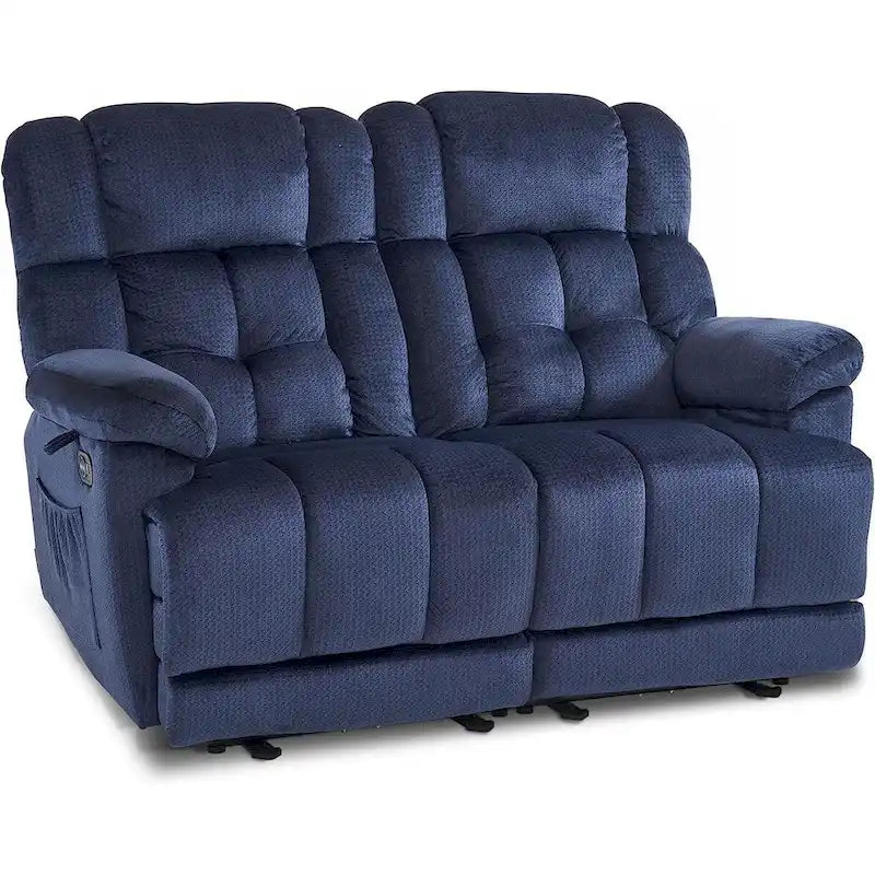 Divanetto Reclinabile Elettrico 2 Posti in Tessuto Rosso/Grigio/Beige/Blu/Marrone con Funzione Massaggio e Riscaldamento
