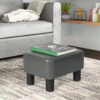 Poggiapiedi Pouf Contenitore in Similpelle PU Grigio/Grigio Scuro/Marrone, Rettangolare, 1 Persona