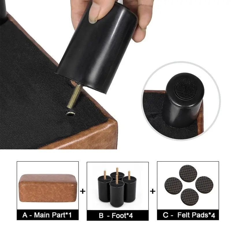 Poggiapiedi Pouf Contenitore in Similpelle PU Grigio/Grigio Scuro/Marrone, Rettangolare, 1 Persona