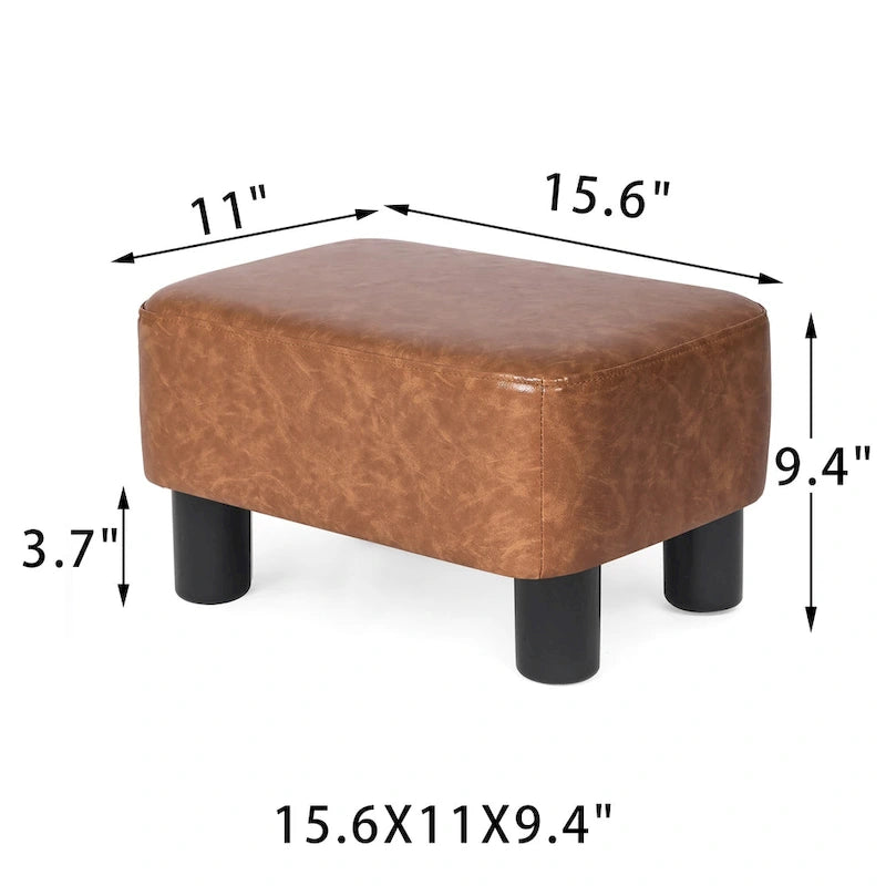 Poggiapiedi Pouf Contenitore in Similpelle PU Grigio/Grigio Scuro/Marrone, Rettangolare, 1 Persona