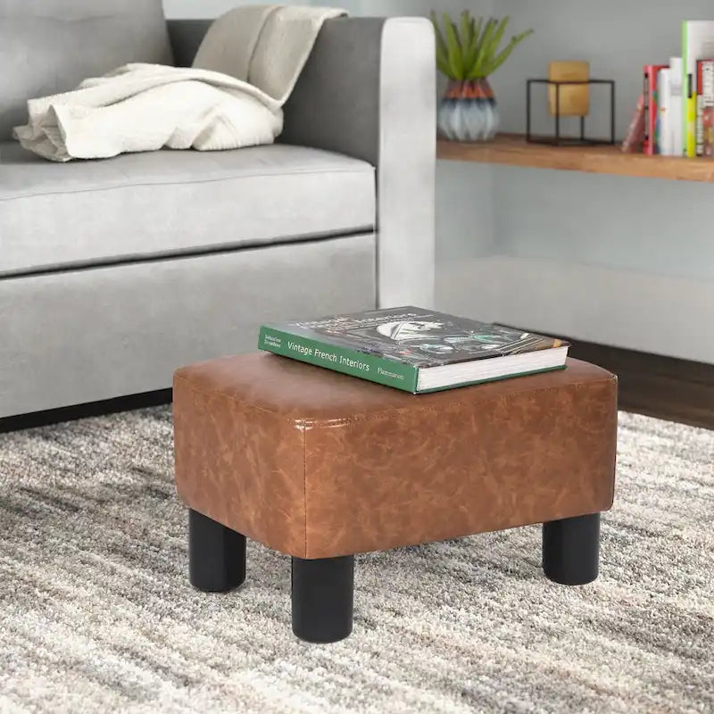 Poggiapiedi Pouf Contenitore in Similpelle PU Grigio/Grigio Scuro/Marrone, Rettangolare, 1 Persona