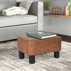 Poggiapiedi Pouf Contenitore in Similpelle PU Grigio/Grigio Scuro/Marrone, Rettangolare, 1 Persona