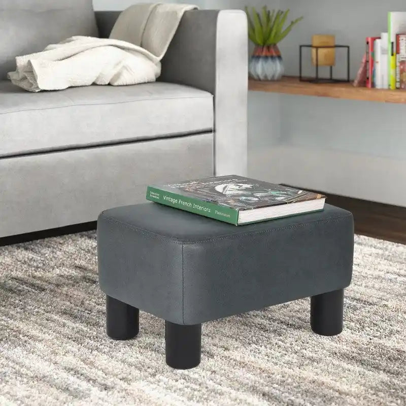 Poggiapiedi Pouf Contenitore in Similpelle PU Grigio/Grigio Scuro/Marrone, Rettangolare, 1 Persona