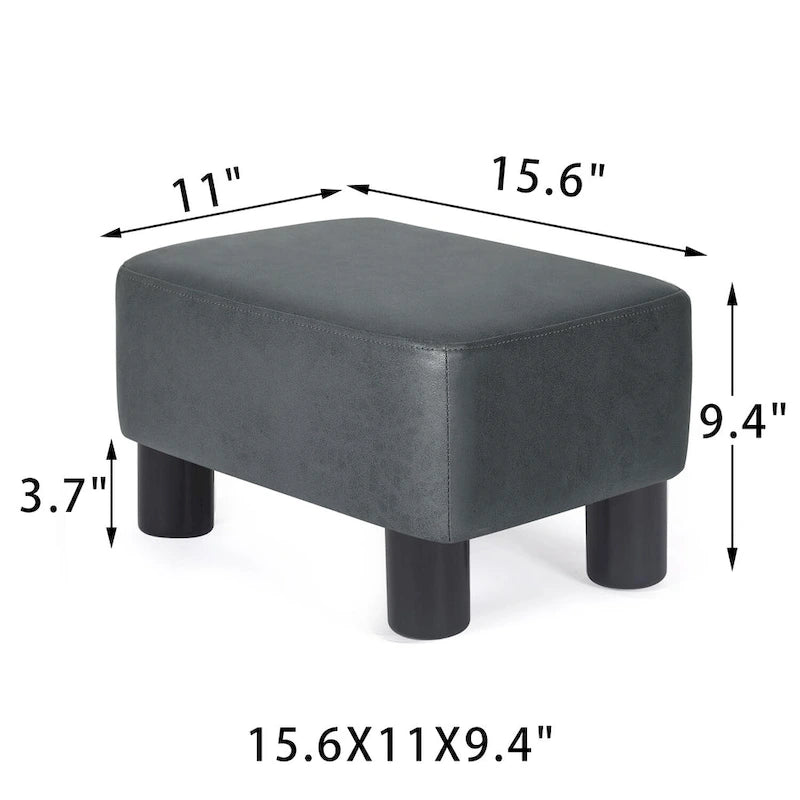 Poggiapiedi Pouf Contenitore in Similpelle PU Grigio/Grigio Scuro/Marrone, Rettangolare, 1 Persona