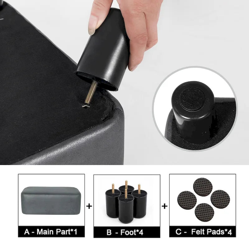 Poggiapiedi Pouf Contenitore in Similpelle PU Grigio/Grigio Scuro/Marrone, Rettangolare, 1 Persona