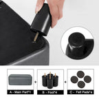 Poggiapiedi Pouf Contenitore in Similpelle PU Grigio/Grigio Scuro/Marrone, Rettangolare, 1 Persona