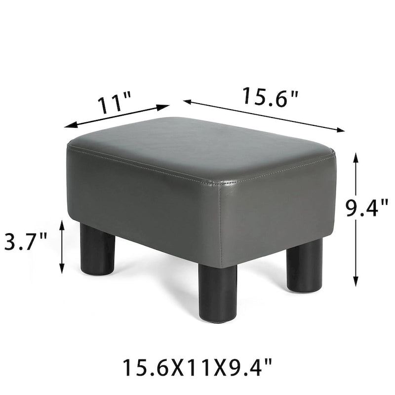 Poggiapiedi Pouf Contenitore in Similpelle PU Grigio/Grigio Scuro/Marrone, Rettangolare, 1 Persona