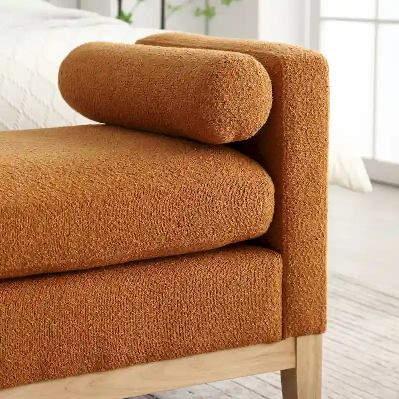 Panca Rivestita in Bouclé – Avorio / Caramello / Verde / Blu Marino / Grigio Chiaro / Nero – 1 Posto