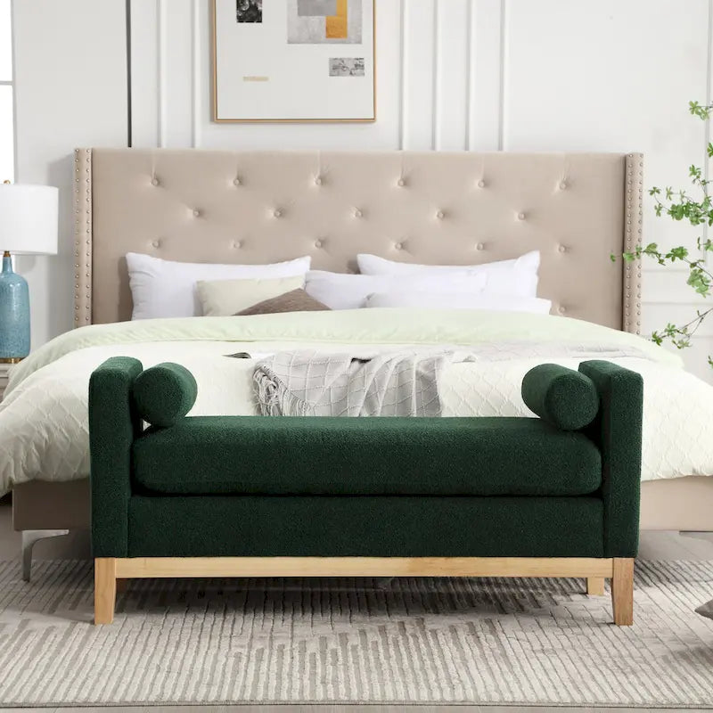 Panca Rivestita in Bouclé – Avorio / Caramello / Verde / Blu Marino / Grigio Chiaro / Nero – 1 Posto