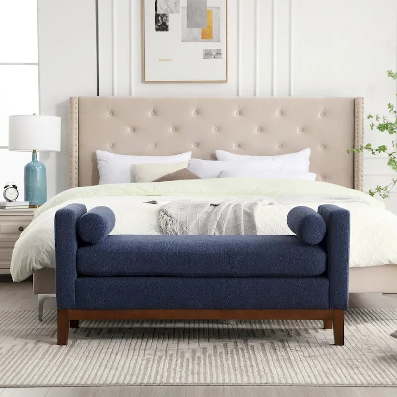 Panca Rivestita in Bouclé – Avorio / Caramello / Verde / Blu Marino / Grigio Chiaro / Nero – 1 Posto