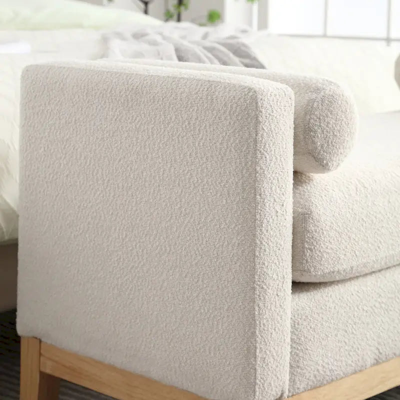 Panca Rivestita in Bouclé – Avorio / Caramello / Verde / Blu Marino / Grigio Chiaro / Nero – 1 Posto