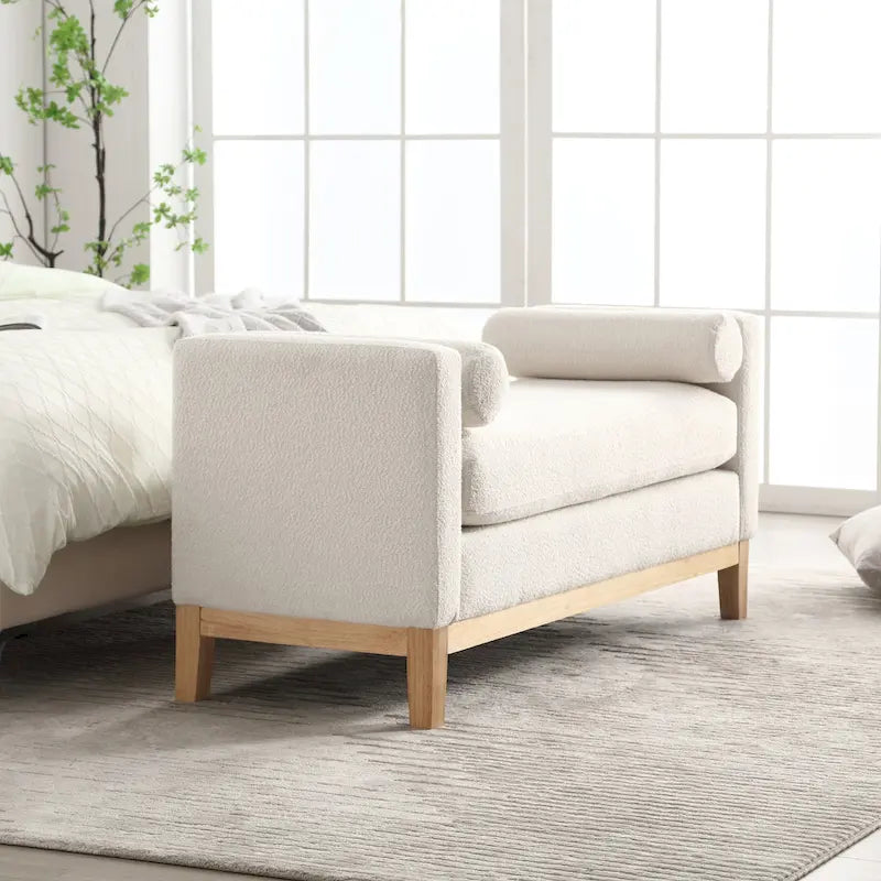 Panca Rivestita in Bouclé – Avorio / Caramello / Verde / Blu Marino / Grigio Chiaro / Nero – 1 Posto