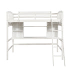 Letto a soppalco singolo con scrivania e mensole — Espresso / Grigio / Bianco, 1 persona