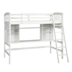 Letto a soppalco singolo con scrivania e mensole — Espresso / Grigio / Bianco, 1 persona