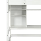 Letto a soppalco singolo con scrivania e mensole — Espresso / Grigio / Bianco, 1 persona