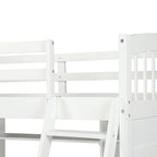 Letto a soppalco singolo con scrivania e mensole — Espresso / Grigio / Bianco, 1 persona