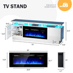Mobile porta TV 70" bianco/nero con caminetto elettrico 36", adatto per TV fino a 80"