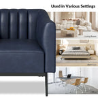 Poltroncina d'accento industriale in pelle sintetica PU, blu marino/grigio/cammello/marrone/nero, con trapuntatura a canale, set da 2