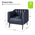 Poltroncina d'accento industriale in pelle sintetica PU, blu marino/grigio/cammello/marrone/nero, con trapuntatura a canale, set da 2