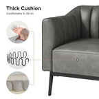 Poltroncina d'accento industriale in pelle sintetica PU, blu marino/grigio/cammello/marrone/nero, con trapuntatura a canale, set da 2