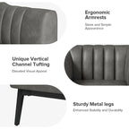 Poltroncina d'accento industriale in pelle sintetica PU, blu marino/grigio/cammello/marrone/nero, con trapuntatura a canale, set da 2