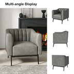 Poltroncina d'accento industriale in pelle sintetica PU, blu marino/grigio/cammello/marrone/nero, con trapuntatura a canale, set da 2
