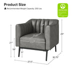 Poltroncina d'accento industriale in pelle sintetica PU, blu marino/grigio/cammello/marrone/nero, con trapuntatura a canale, set da 2