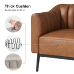 Poltroncina d'accento industriale in pelle sintetica PU, blu marino/grigio/cammello/marrone/nero, con trapuntatura a canale, set da 2