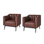 Poltroncina d'accento industriale in pelle sintetica PU, blu marino/grigio/cammello/marrone/nero, con trapuntatura a canale, set da 2