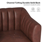 Poltroncina d'accento industriale in pelle sintetica PU, blu marino/grigio/cammello/marrone/nero, con trapuntatura a canale, set da 2