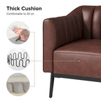 Poltroncina d'accento industriale in pelle sintetica PU, blu marino/grigio/cammello/marrone/nero, con trapuntatura a canale, set da 2