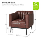 Poltroncina d'accento industriale in pelle sintetica PU, blu marino/grigio/cammello/marrone/nero, con trapuntatura a canale, set da 2