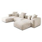 Divano componibile a U in velluto a coste, 5 posti con 5 cuscini, colore nero/beige/marrone chiaro