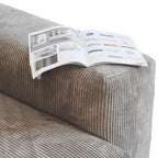 Divano componibile a U in velluto a coste, 5 posti con 5 cuscini, colore nero/beige/marrone chiaro