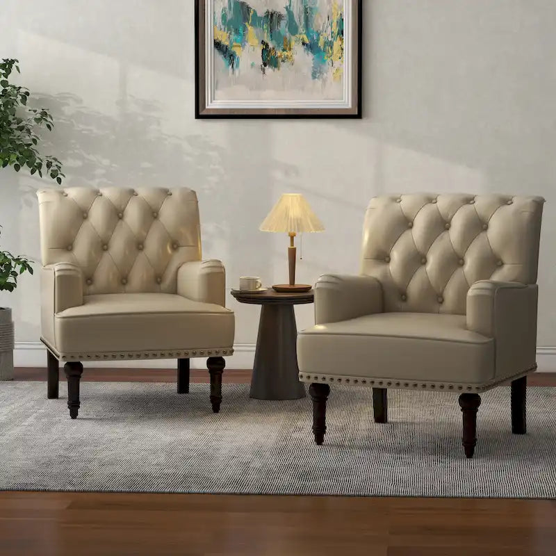 Poltrona accentata capitonné in ecopelle nera/marrone/beige – confezione da 1 o 2 pezzi