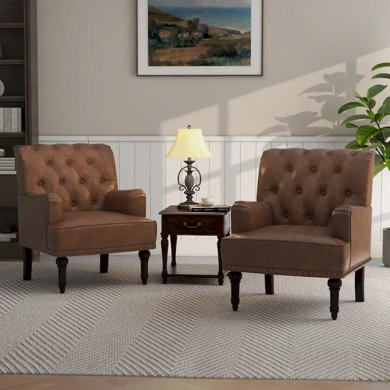 Poltrona accentata capitonné in ecopelle nera/marrone/beige – confezione da 1 o 2 pezzi
