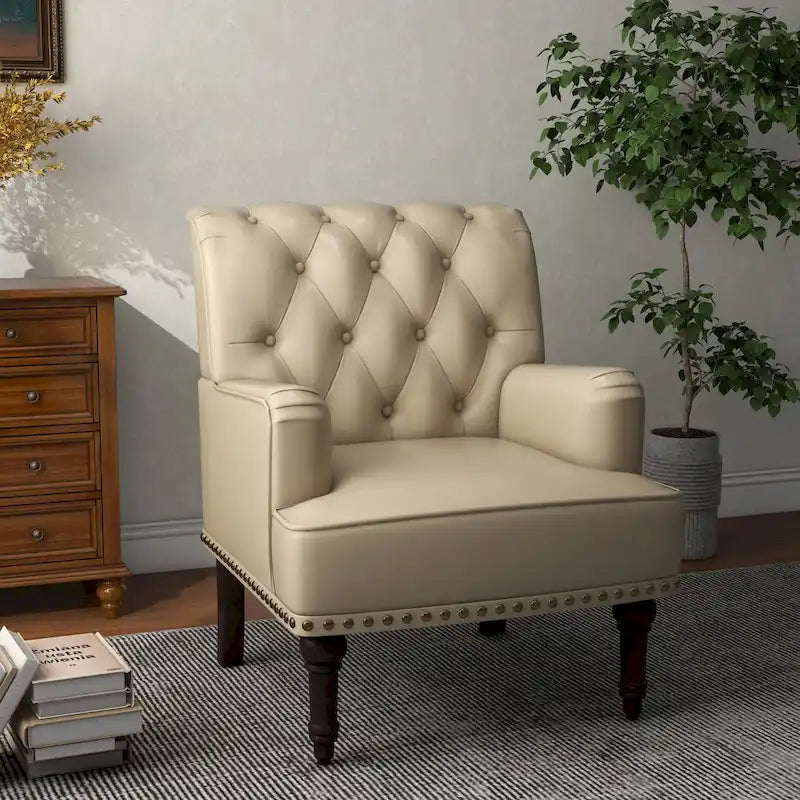 Poltrona accentata capitonné in ecopelle nera/marrone/beige – confezione da 1 o 2 pezzi