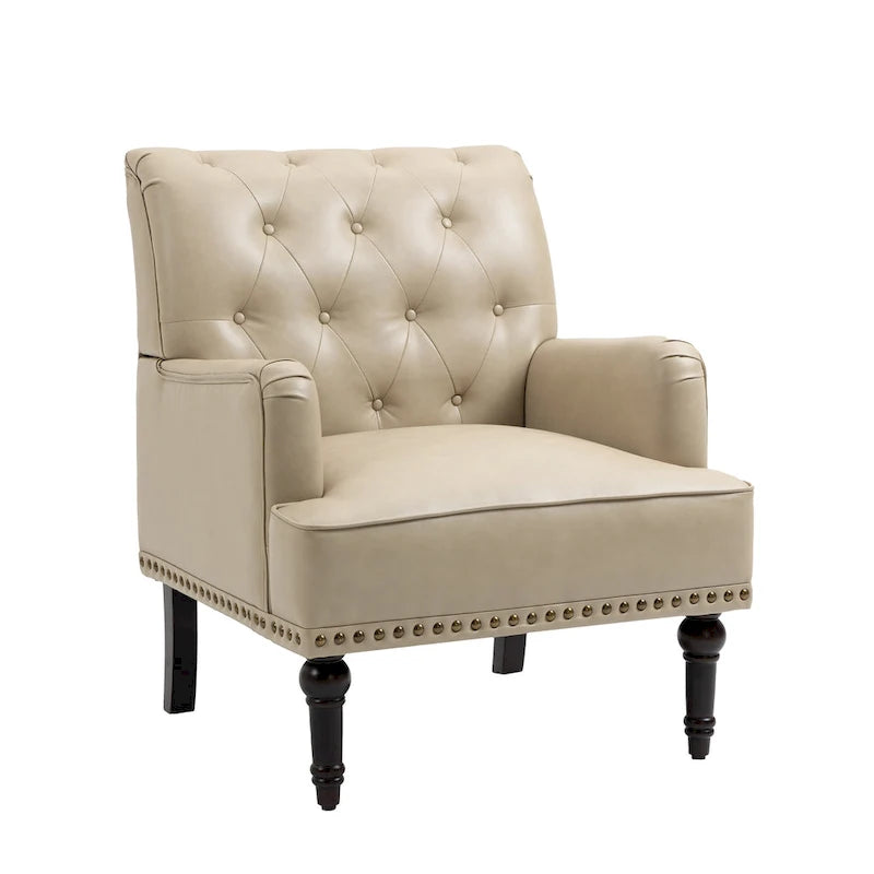 Poltrona accentata capitonné in ecopelle nera/marrone/beige – confezione da 1 o 2 pezzi