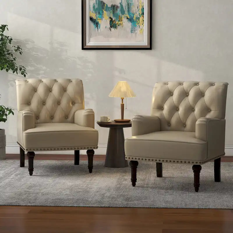 Poltrona accentata capitonné in ecopelle nera/marrone/beige – confezione da 1 o 2 pezzi