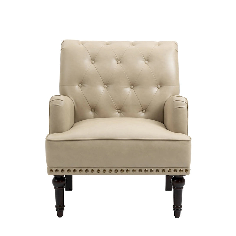 Poltrona accentata capitonné in ecopelle nera/marrone/beige – confezione da 1 o 2 pezzi