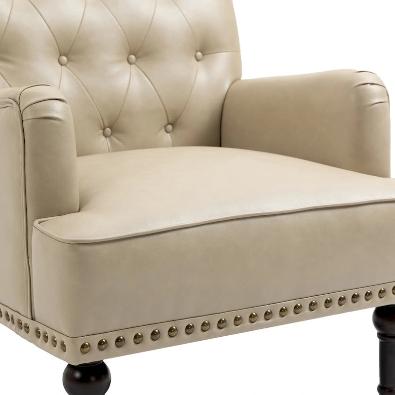 Poltrona accentata capitonné in ecopelle nera/marrone/beige – confezione da 1 o 2 pezzi