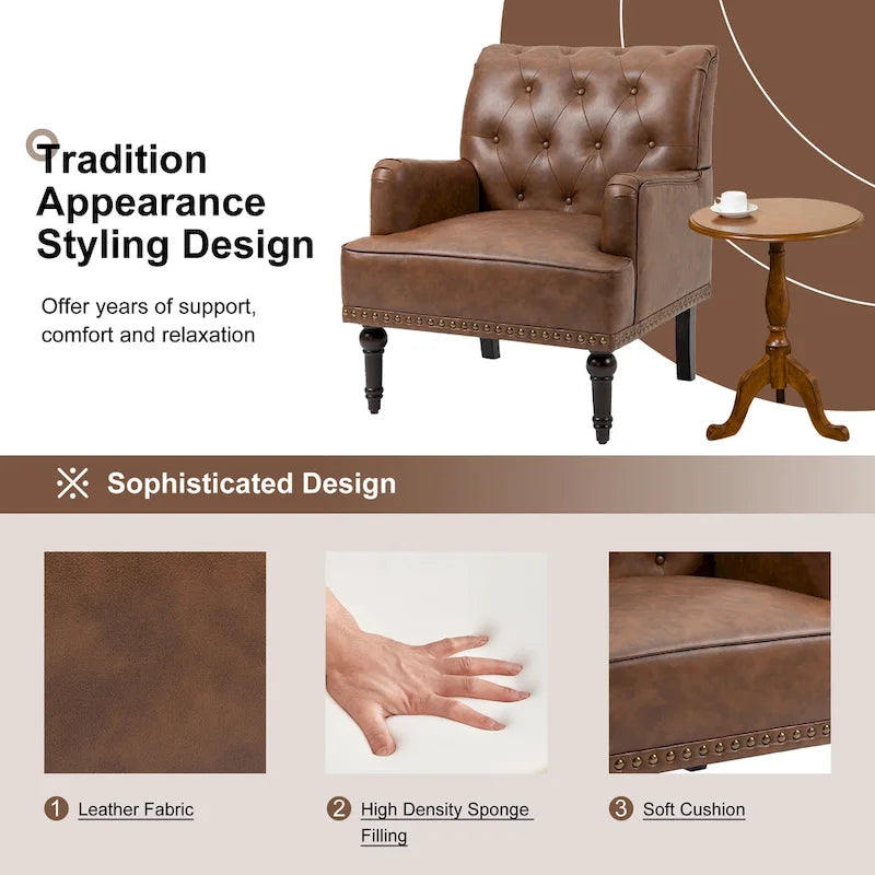 Poltrona accentata capitonné in ecopelle nera/marrone/beige – confezione da 1 o 2 pezzi