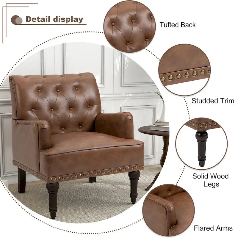 Poltrona accentata capitonné in ecopelle nera/marrone/beige – confezione da 1 o 2 pezzi