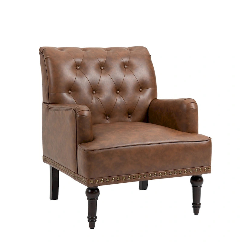 Poltrona accentata capitonné in ecopelle nera/marrone/beige – confezione da 1 o 2 pezzi