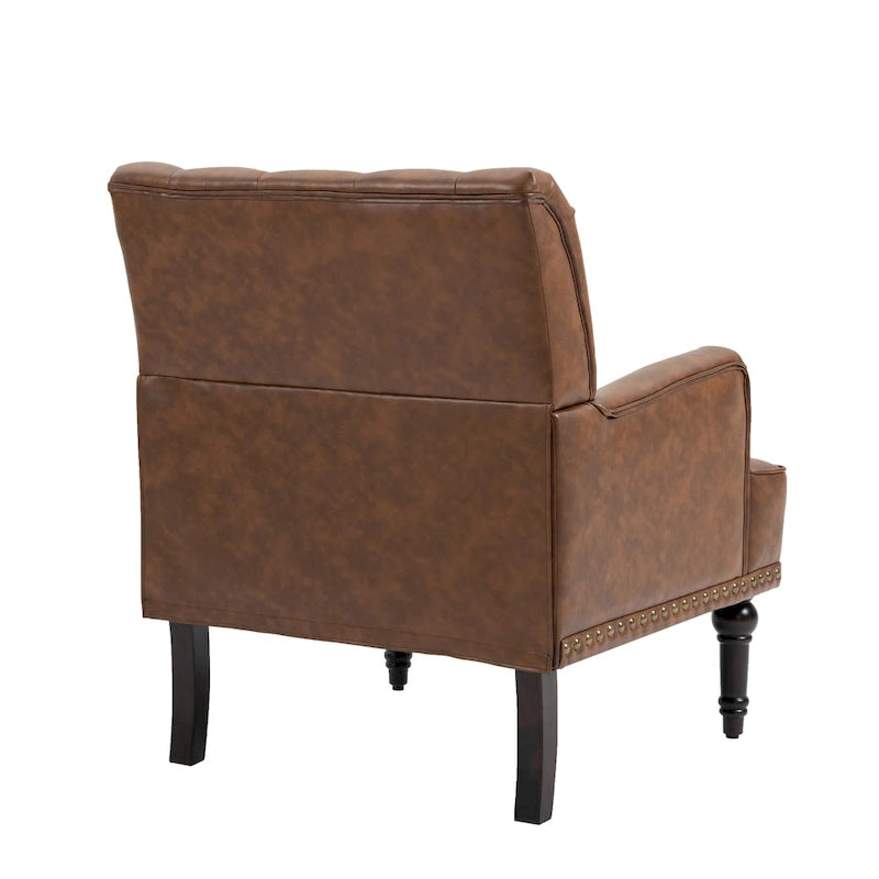 Poltrona accentata capitonné in ecopelle nera/marrone/beige – confezione da 1 o 2 pezzi